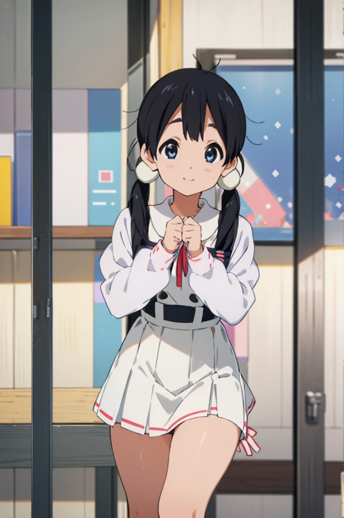 (((pixel-perfect, detail-perfect))), solo, 1girl, tamako kitashirakawa, , looking at viewer, smile, white blouse,suspender skirt,thigh