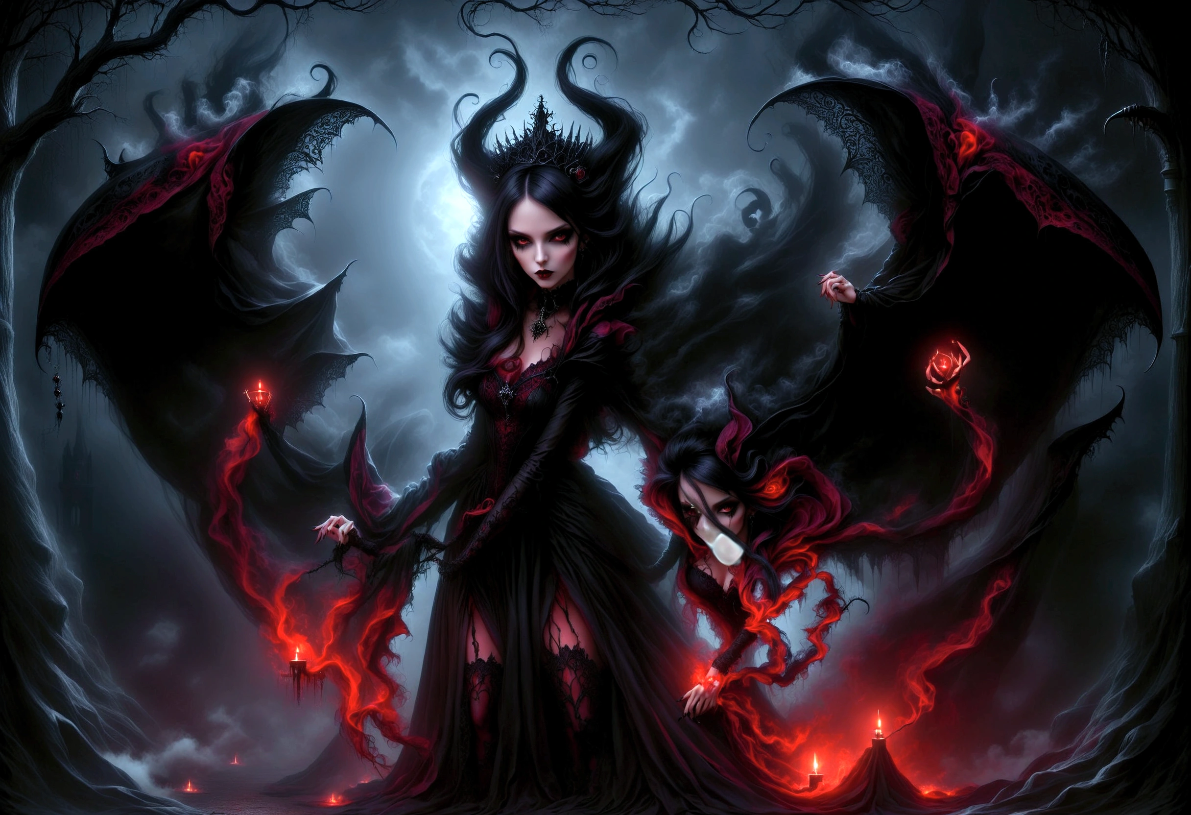 arafed woman in a gothic dress with a gothic make up, beautiful vampire queen, beautiful vampire female queen, gothic maiden, goth woman, beautiful female vampire, very beautiful goth top model, gothic girl, dark goth queen, gothic, pale goth beauty, gothic maiden of the dark, dark vampire, gothic art, vampire queen, portrait of beautiful vampire