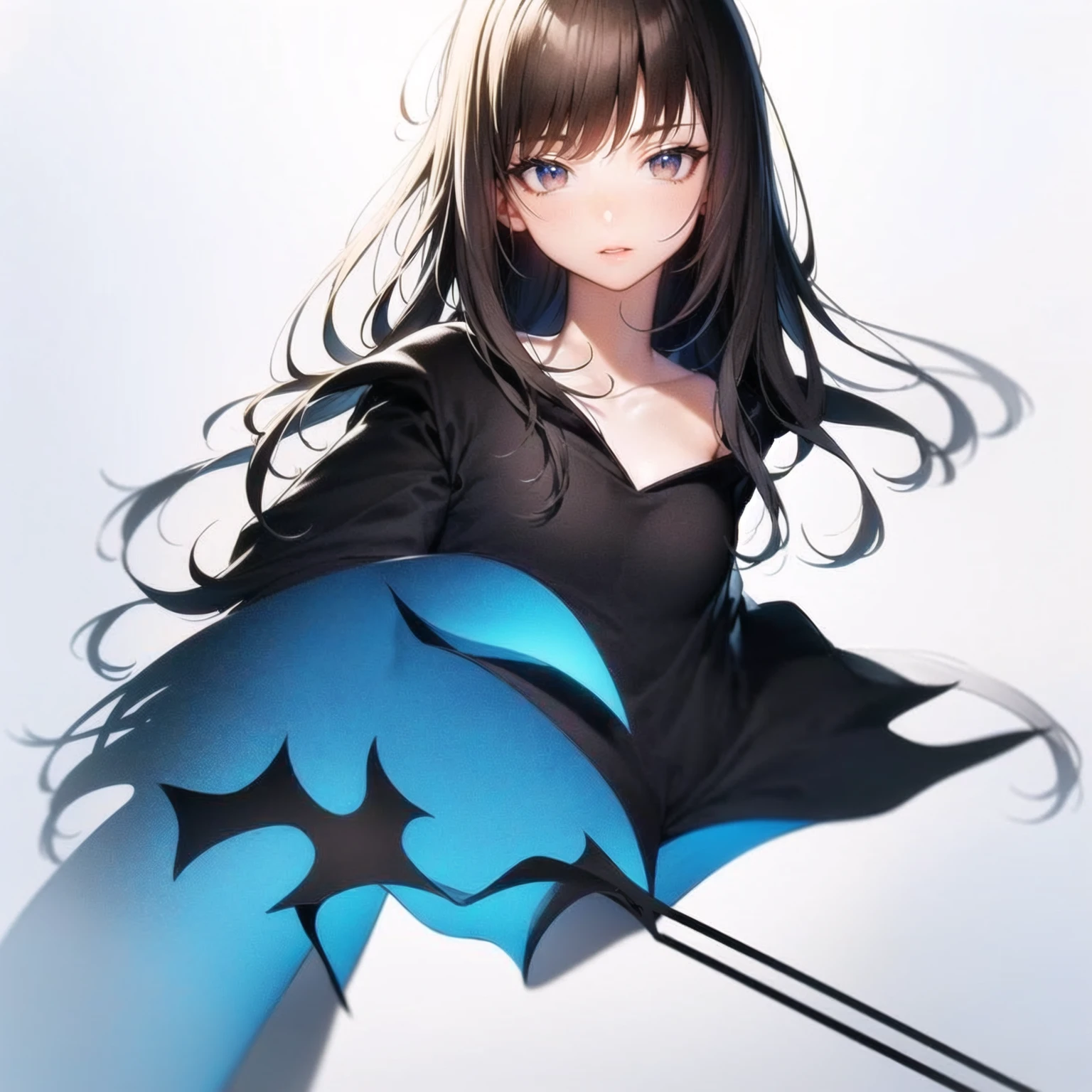 I want you to improve the face but with the same drawing style that you add details to everything and add colors and lighting from right to left 