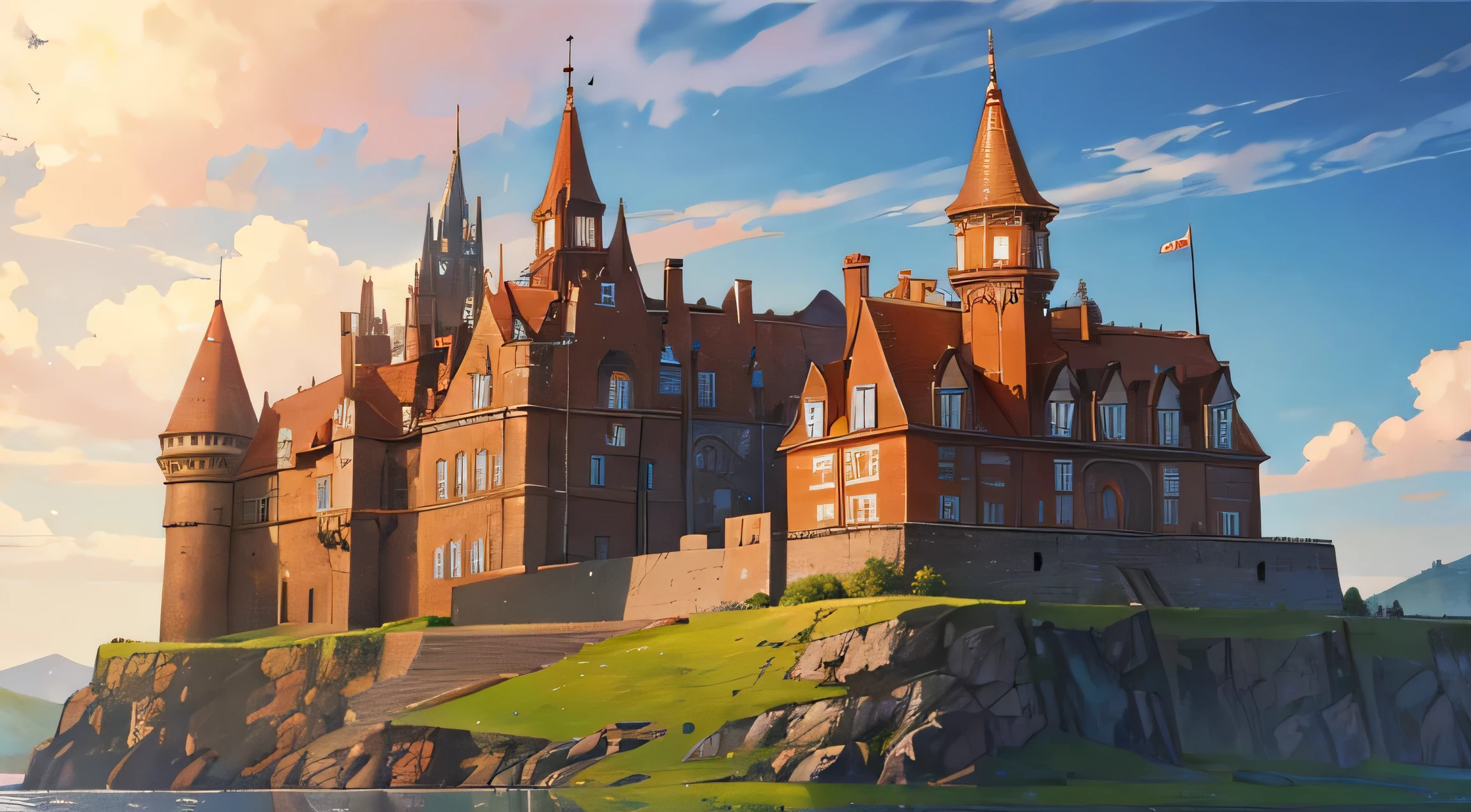 a copper castle from far away