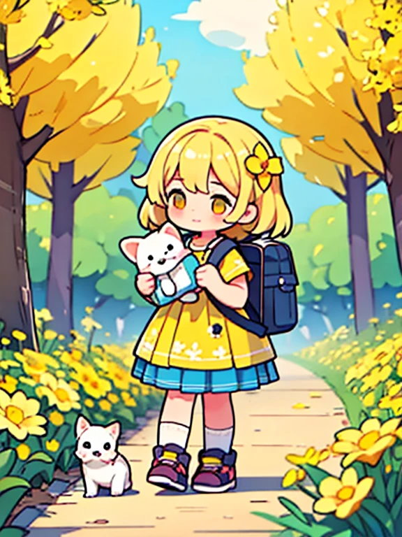 #quality(masterpiece, best quality,8k),(colorful),solo, #1 girl( cute, kawaii,, pink blite hair, small kides,big eues, eyes are shining,runnning),#background(in the park,some birds,birds are twitting,sunshine)