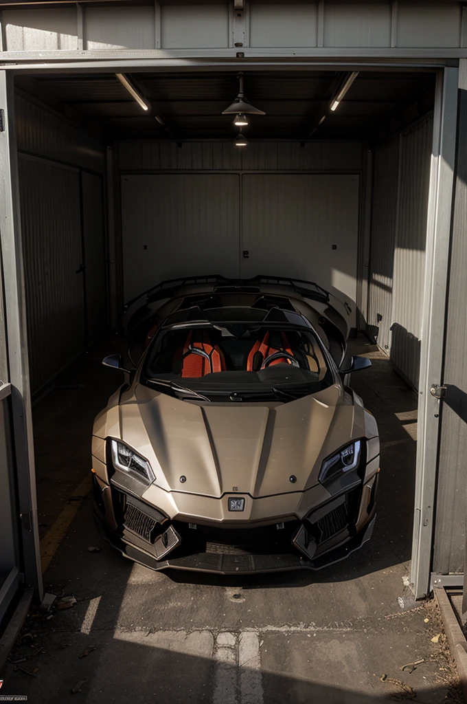 create realistic image of the Lykan Hypersport in a shed 