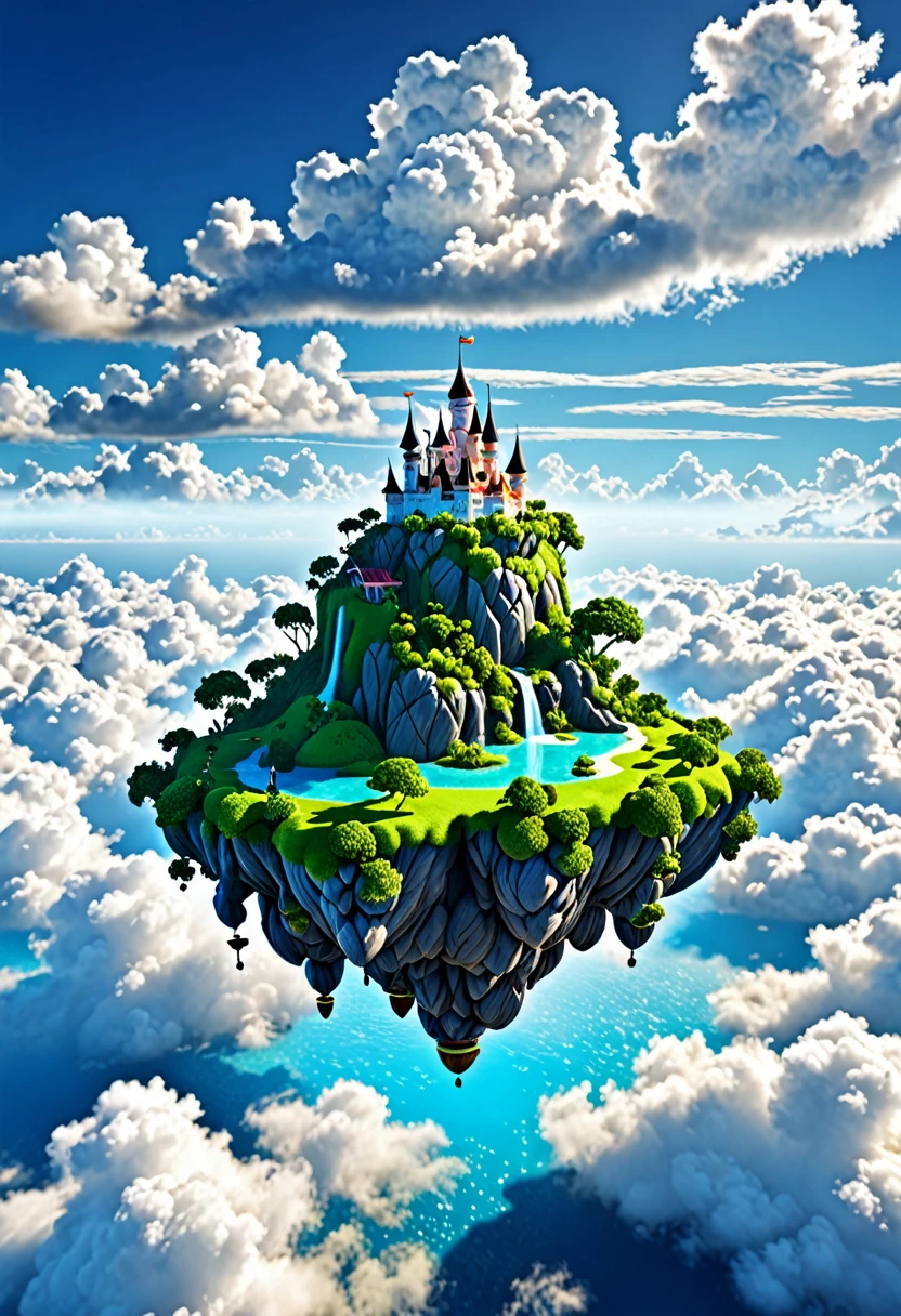 Floating fantasy island among the clouds
