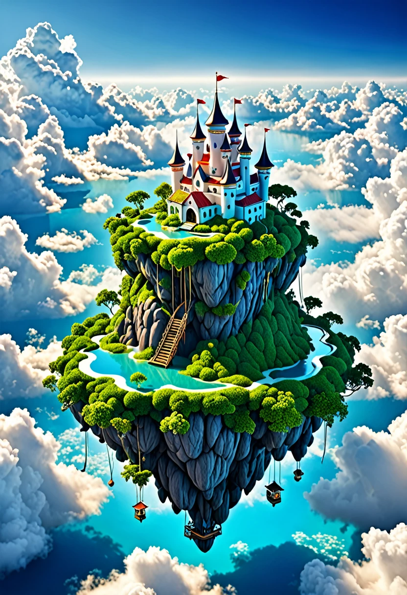 Floating fantasy island among the clouds