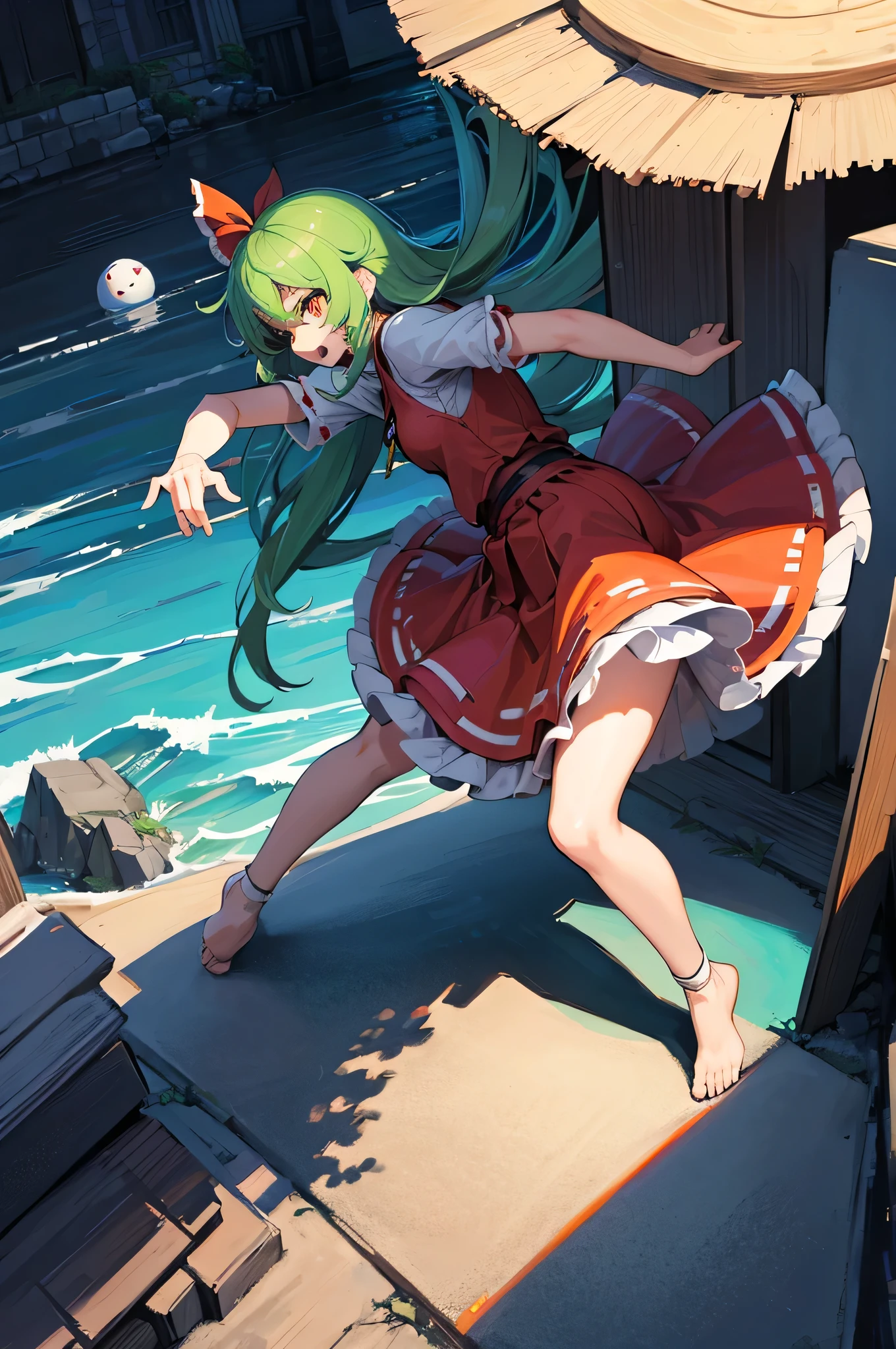 solo 1 girl view, TouHou Legend of Fairy Souls is an action game developed and published by LFCat Studio for PC. An adventure in which we control the young Reimu, which due to a curse has been transformed into Kedama, a little ball of hair, having to fight waves of enemies from an isometric perspective with both ranged attacks and hand-to-hand combat, being able to turn into different monsters, random angle.,(all realistic intricate details)