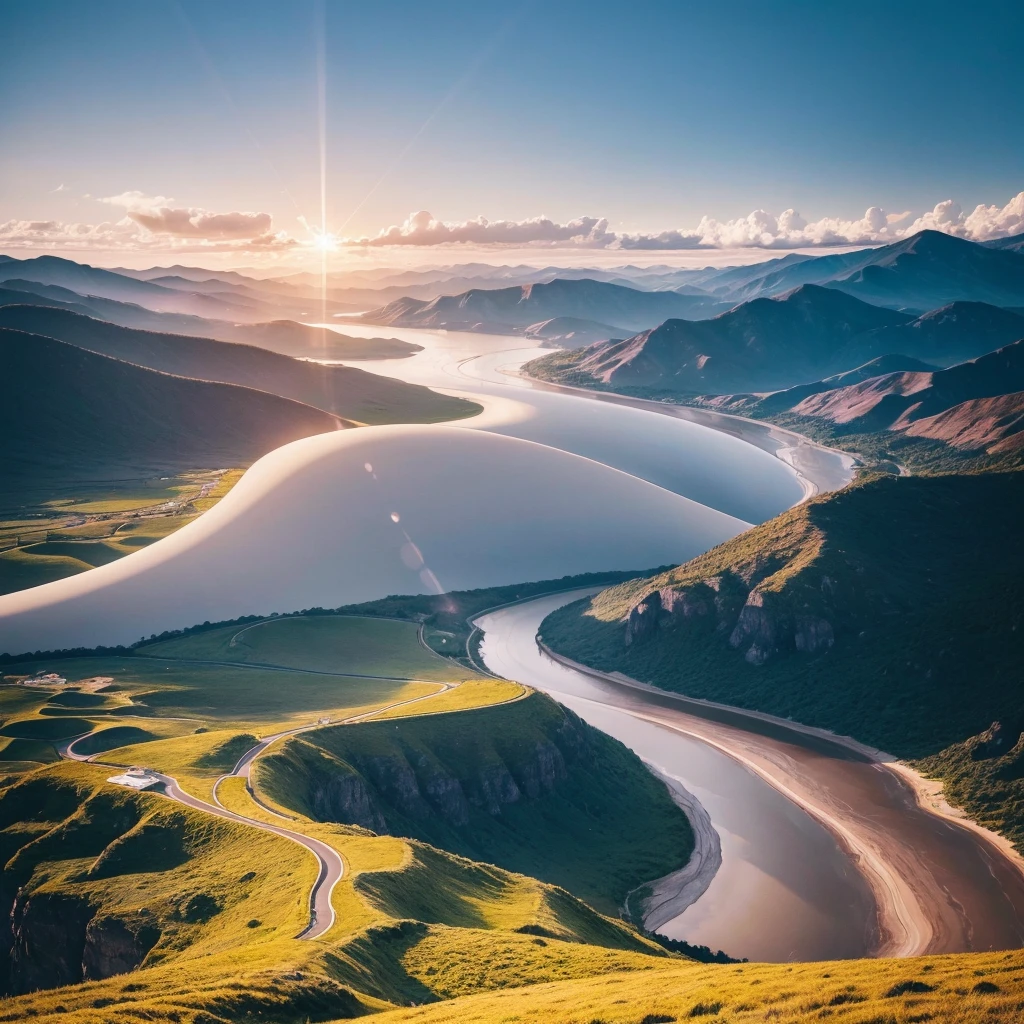 "Create an image that represents the concept of divine restoration. Showcase a vibrant and renewed landscape, with elements that suggest transformation and improvement. Include a soft celestial light that illuminates the scene, symbolizing the presence of God. a beautiful instagram size field

