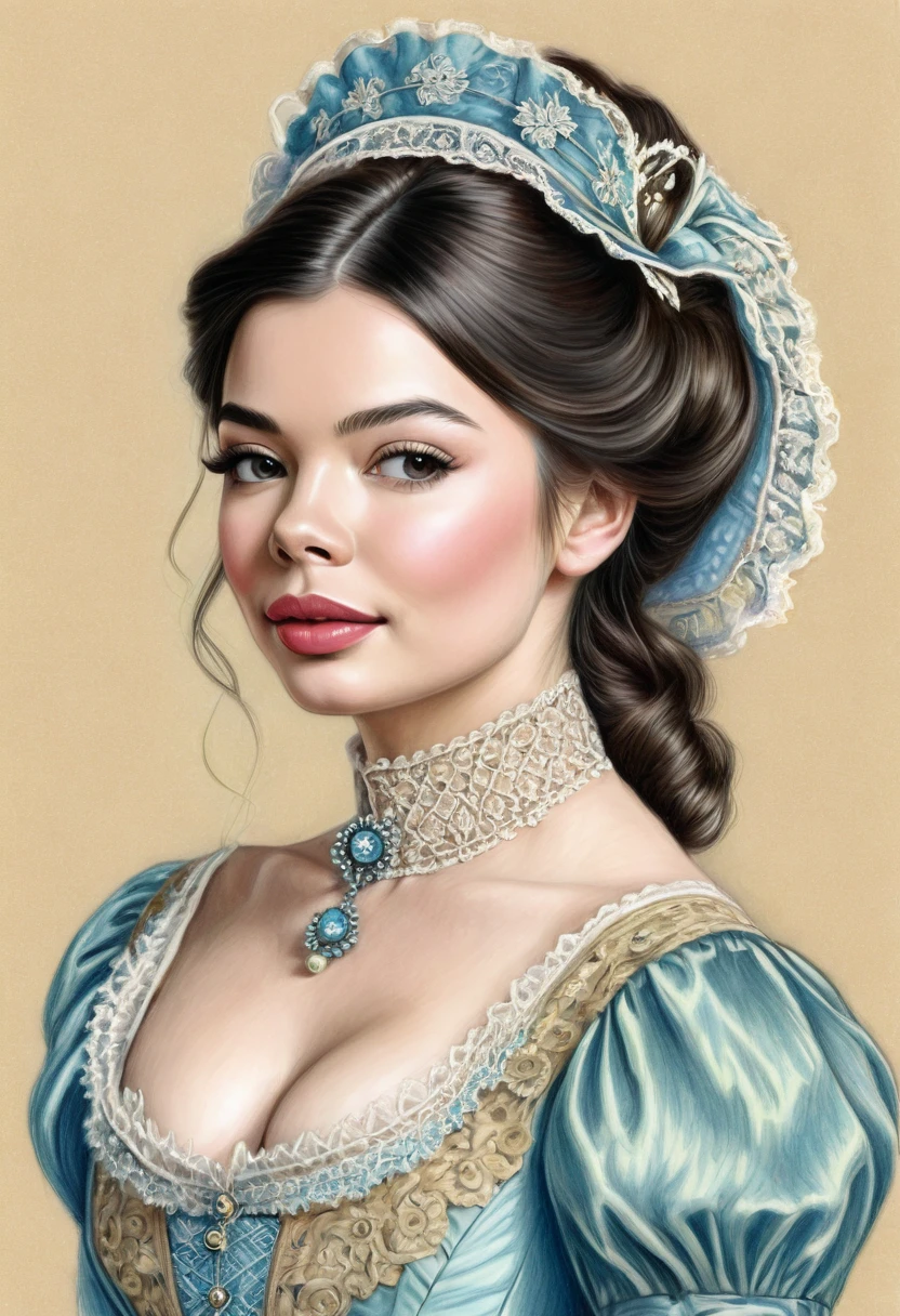 A colored pencil sketch of a beautiful victorian women. Looks like Miranda Cosgrove.