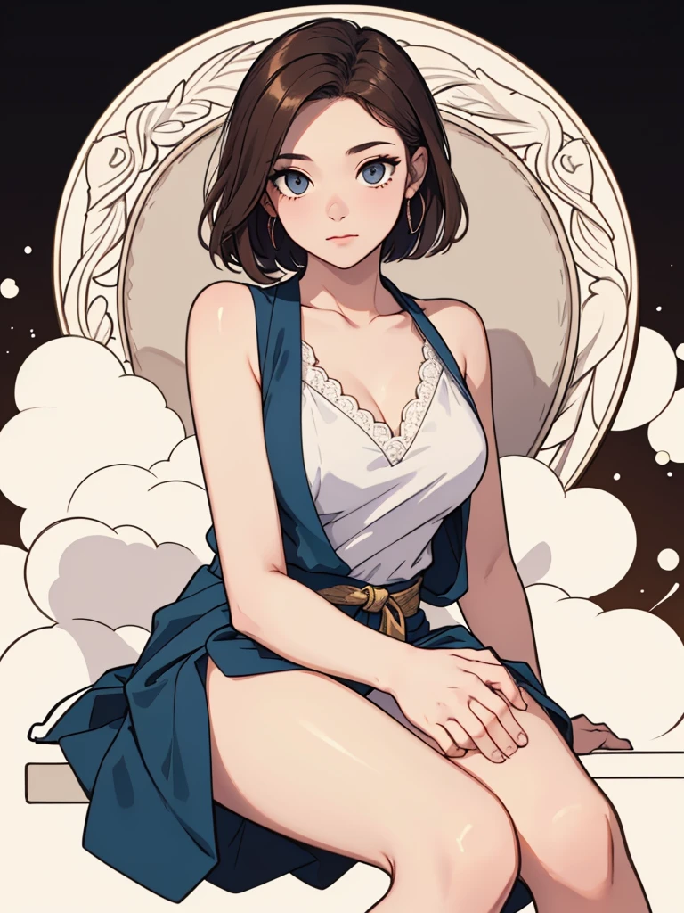 (((masterpiece, best quality, ultra highres, 1 girl, solo, no background))), super detailed skin and face and eyes and finger, beautiful japanese woman, small ???????:1.5, skinny, light brown hair, white background, very short hair, (an illustration of girl), Knee shot, Generate with illustrations, Various expressions, Various poses, Various Costumes, Please draw the entire character within the frame, ensuring that the head, arms, and legs are not cut off. The background should be simple, with the character positioned centrally,