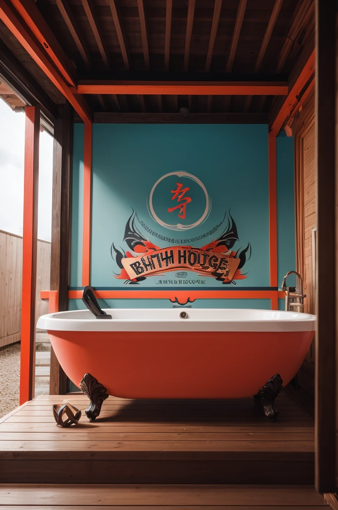 logo of a bathhouse with very striking colors 
