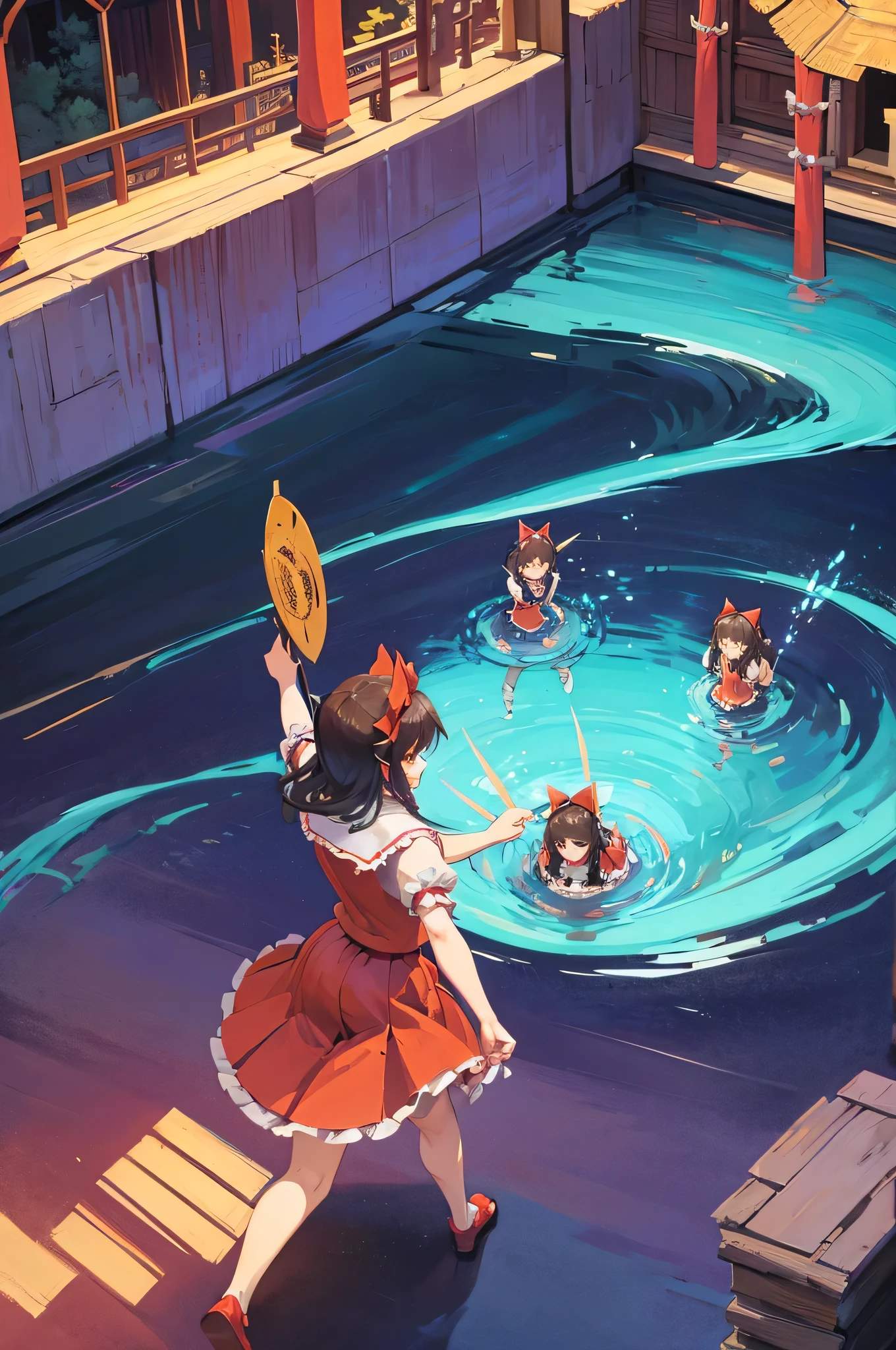 solo 1 girl view, TouHou project, una puta caliente, An adventure the Reimu, which due to a curse has been transformed into Kedama, a little ball of hair, having to fight waves of enemies from an isometric perspective with both ranged attacks and hand-to-hand combat, being able to turn into different monsters.,(all realistic intricate details)