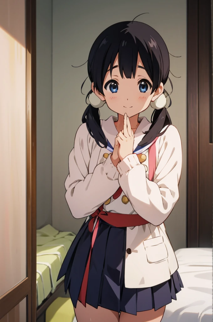  solo, 1girl, tamako kitashirakawa, , looking at viewer, smile, ,miniskirt,,my room,((nsfw))