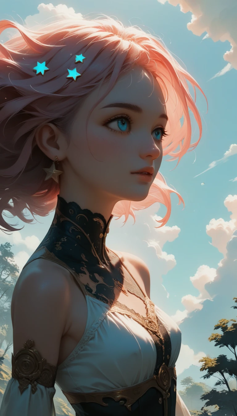 quality\(8K,非常に精細なCGユニットのwallpaper, masterpiece,High resolution,top-quality,top-quality real texture skin,Surreal,Increase the resolution,RAW Photos,最高quality,Very detailed,wallpaper\),BREAK、Circle image、Walking through the pink forest、Long Shot、The subject is small、Beautiful deep pink forest、Fade from pink to black、Gradation、BREAK、One Girl、Look Up、Side Shot、Beautiful profile、Looking up、Blue sky close to black、Stars and Clouds、A fresh angle、BREAK、Overall dark、Cinematic Lighting、Very elaborate lighting、
