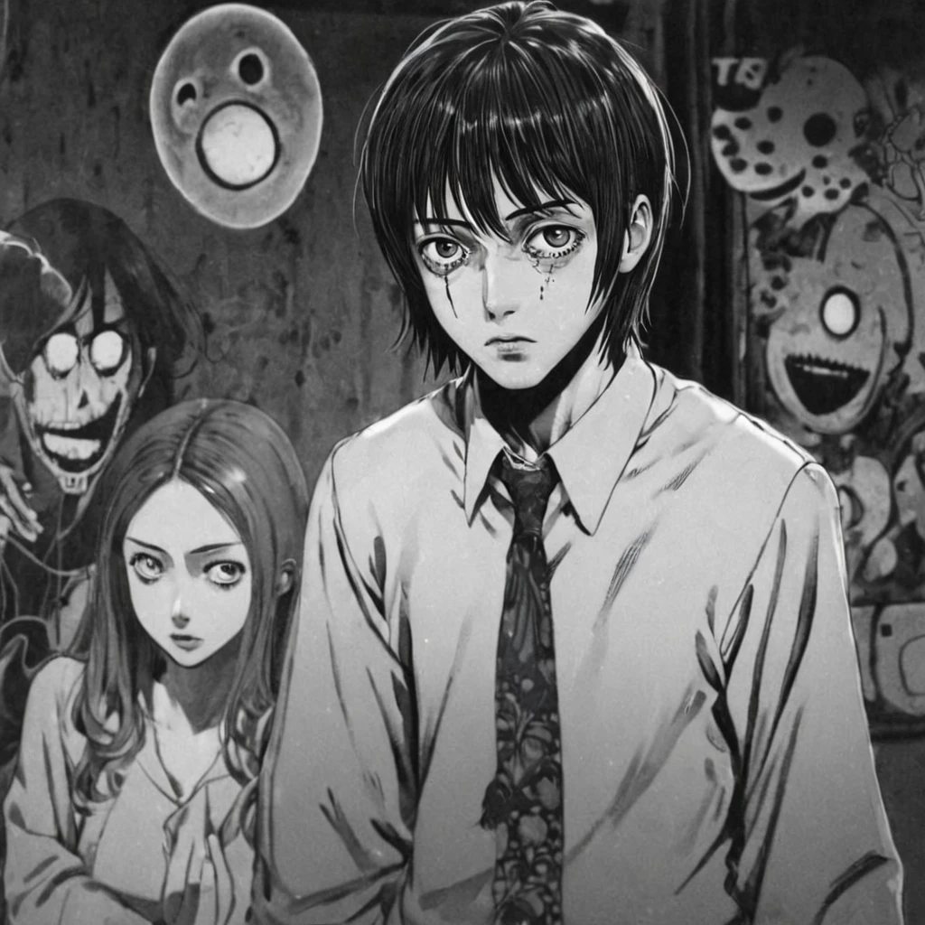 protective clothing, toxic liquid, (anime), bizarre scenario, This is Junji, Yusuke Murata, black and white, 8K, anime, horror