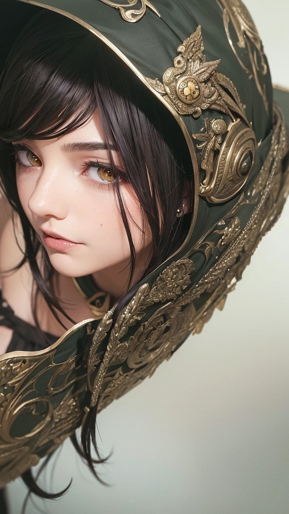 ((masterpiece)),(((Highest quality))),((Super detailed)),((front)),Dynamic Angle, One Elven Girl,Black Hair,Short Hair,(((Large mole under the eye))),Half of the face is covered by a hood,Big Cape,