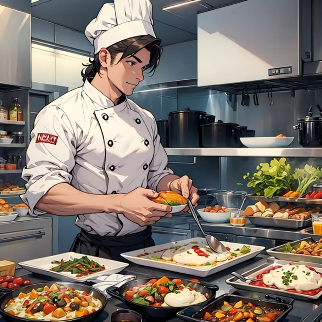 chef-d'œuvre, meilleure qualité, art officiel, Fond d'écran 8k, Très détaillé, illustration, 1 garçon, style chinois, encre, Cheveux bleu ciel, cheveux longs, Yeux détaillés, plaisir de la forêt, épaules nues, Hanfu, lac, Pur, doux sourire, bambou, thé