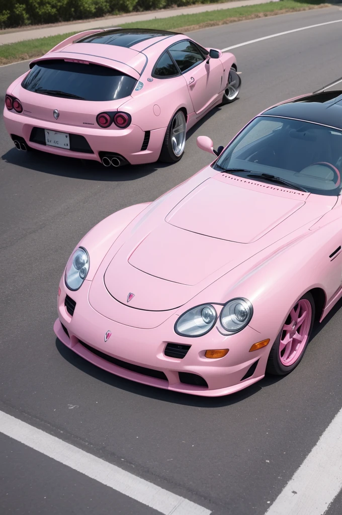 Chat please do a pink cartoon car