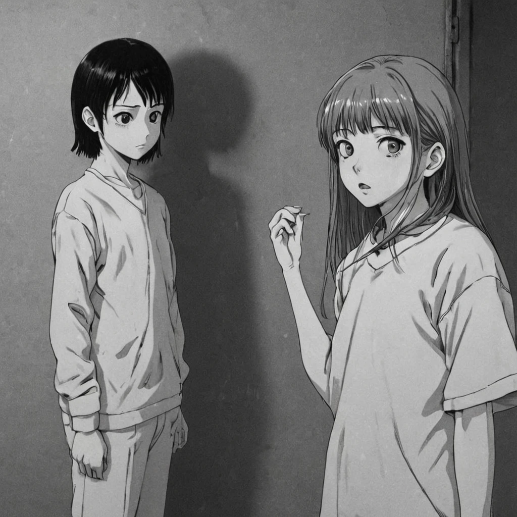 protective clothing, toxic liquid, (anime), bizarre scenario, This is Junji, Yusuke Murata, black and white, 8K, anime, horror