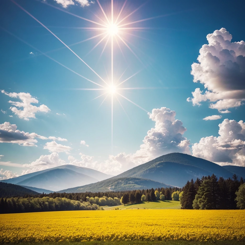 "Create an image that represents the concept of divine restoration. Showcase a vibrant and renewed landscape, with elements that suggest transformation and improvement. Include a soft celestial light that illuminates the scene, symbolizing the presence of God. a beautiful instagram size field.