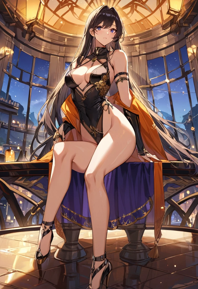 Perfect eyes,nice setting, nice atmosphere, high place,woman,attractive,sexy legs
