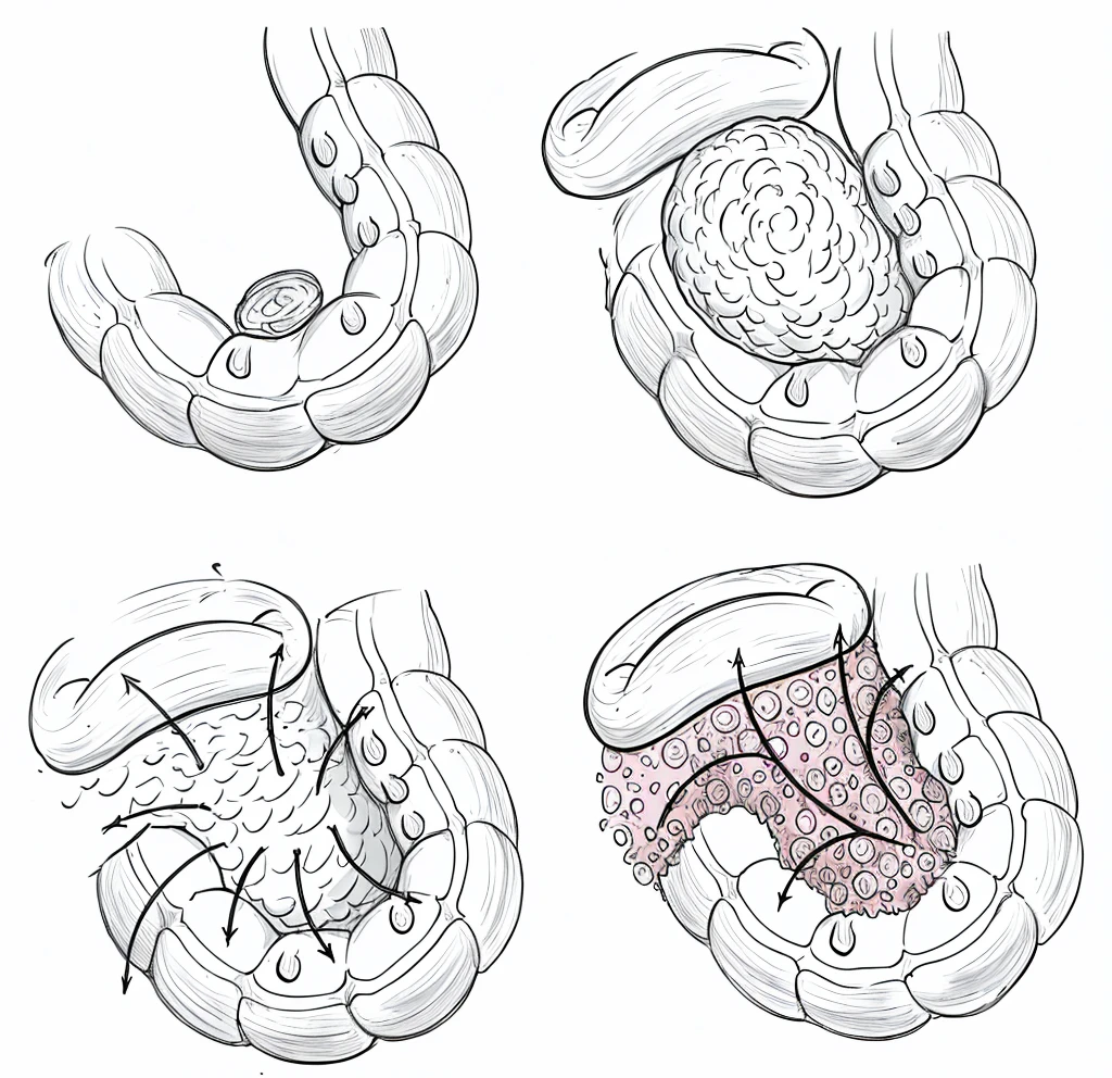 Small intestine, line drawing, ultra HD, 4K