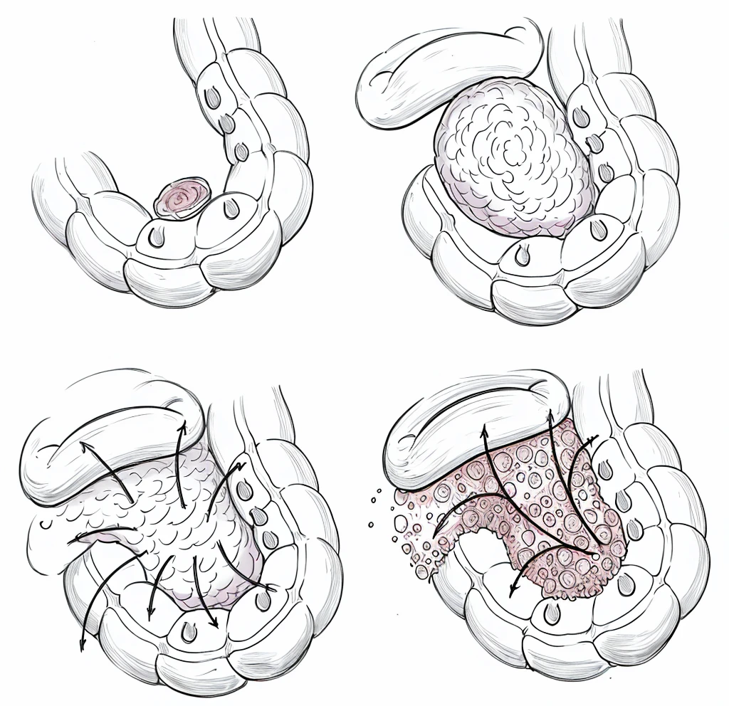 Small intestine, line drawing, ultra HD, 4K