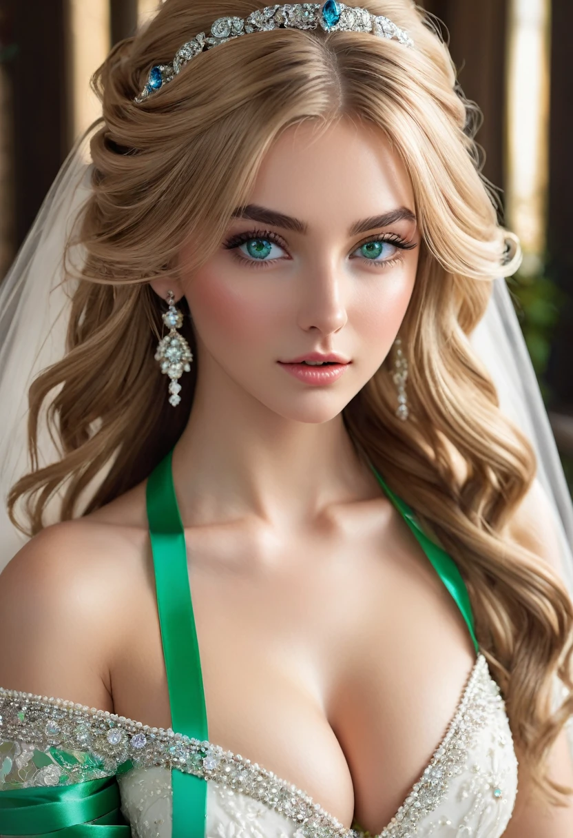 (8k, Best quality, real picture, complex parts, ultra-detailed, Ultra high resolution, depth of field (photorealistic, realistic:1.2), masterpiece, 0.4 :: full body shot:1.35, side angle shot, Above,
(1girl, Sophitia, Incredibly beautiful 25-year-old Caucasian MILF, blonde hair:1.2, long hair with low connections_long_hair, hair_tape, blue_tape, green eyes, shiny skin, flawless skin, bright skin, big breasts:1.2, lush, jewelry, wedding ring, light blush