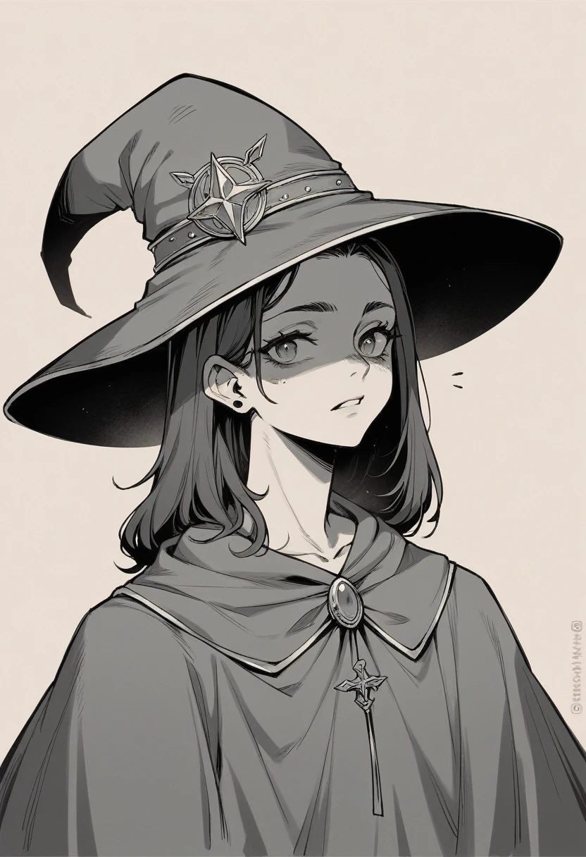 a girl wearing wizard hat is elemental in Deck, upper body, small head