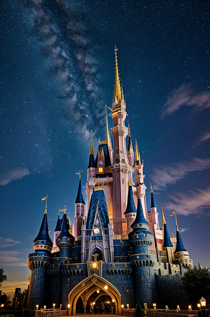 Disney castle with starry sky