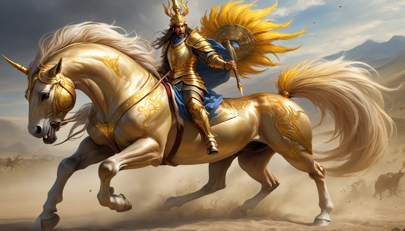 creatures with the characteristics of horses prepared for battle. They have golden crowns, human faces with hair like women's, teeth like lions and tails with scorpion stingers