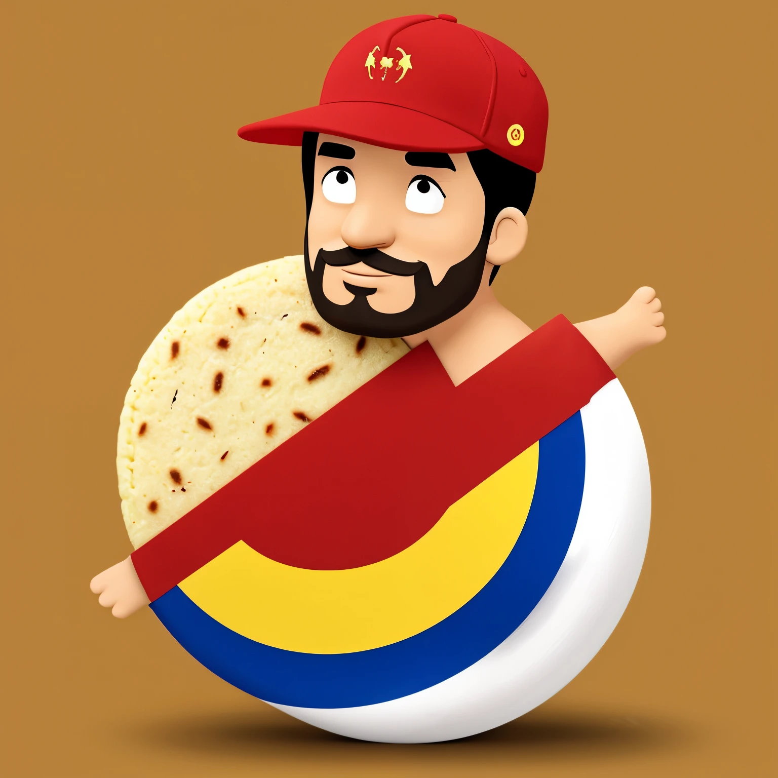 Animated Venezuelan arepa with political opposition cap 

