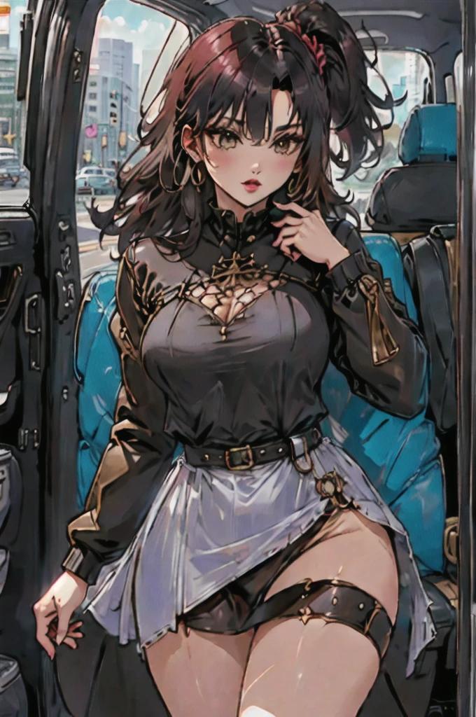 (neocruz and junkotvv)(hands on thighs, backwards, Heavyweight, big boy, leather jacket:1.2), picture of a couple inside a Taxi at evening, 1 guy with a beard, male focus, Tall Man, soon one, male with leather jacket, black man, evening:1.4) (Taxi, evening, auto, Backseat, looking at another:1.3) BREAK