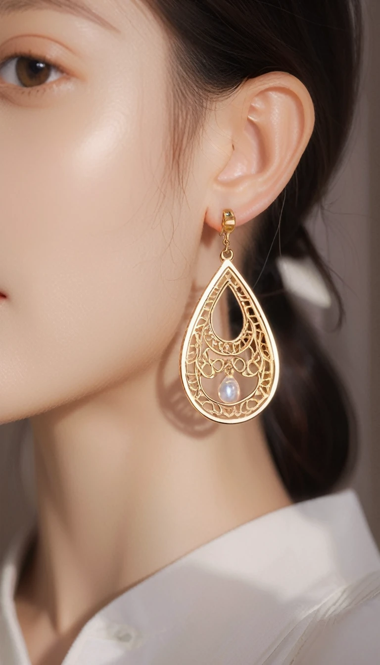 Fine grain, Perfect functionality, (masterpiece), (Highest quality), (good quality), Intricate details, Earrings, Ray Tracing, (See-through), (Bokeh), (Depth of written boundary), Perfect Skin, Happy,