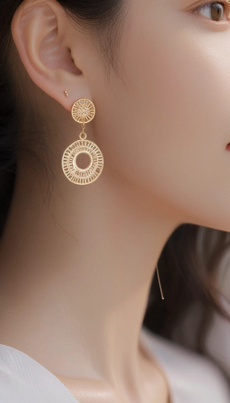Fine grain, Perfect functionality, (masterpiece), (Highest quality), (good quality), Intricate details, Earrings, Ray Tracing, (See-through), (Bokeh), (Depth of written boundary), Perfect Skin, Happy,