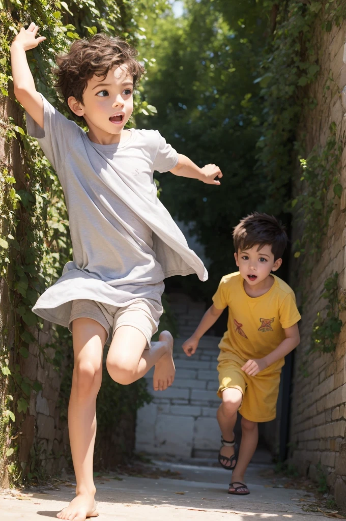 Couscous escaping from a boy's mouth