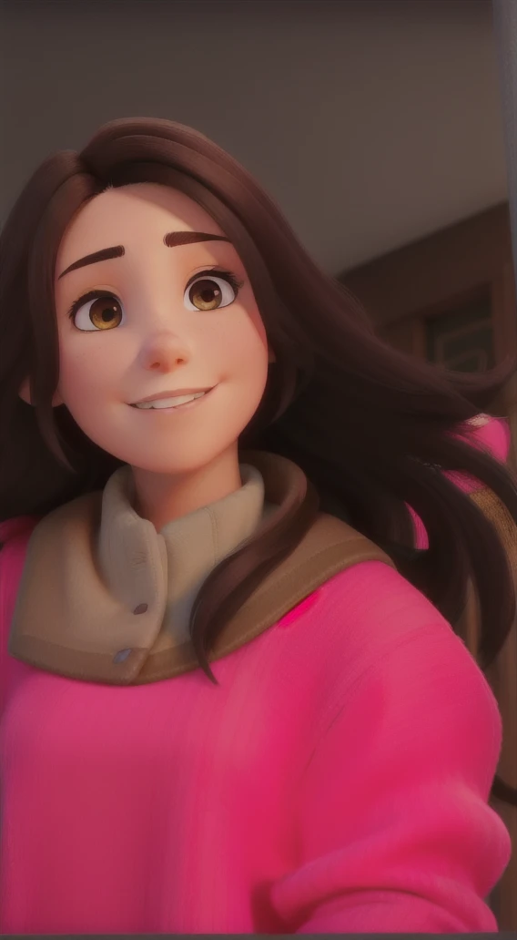 I am a woman with straight dark brown hair