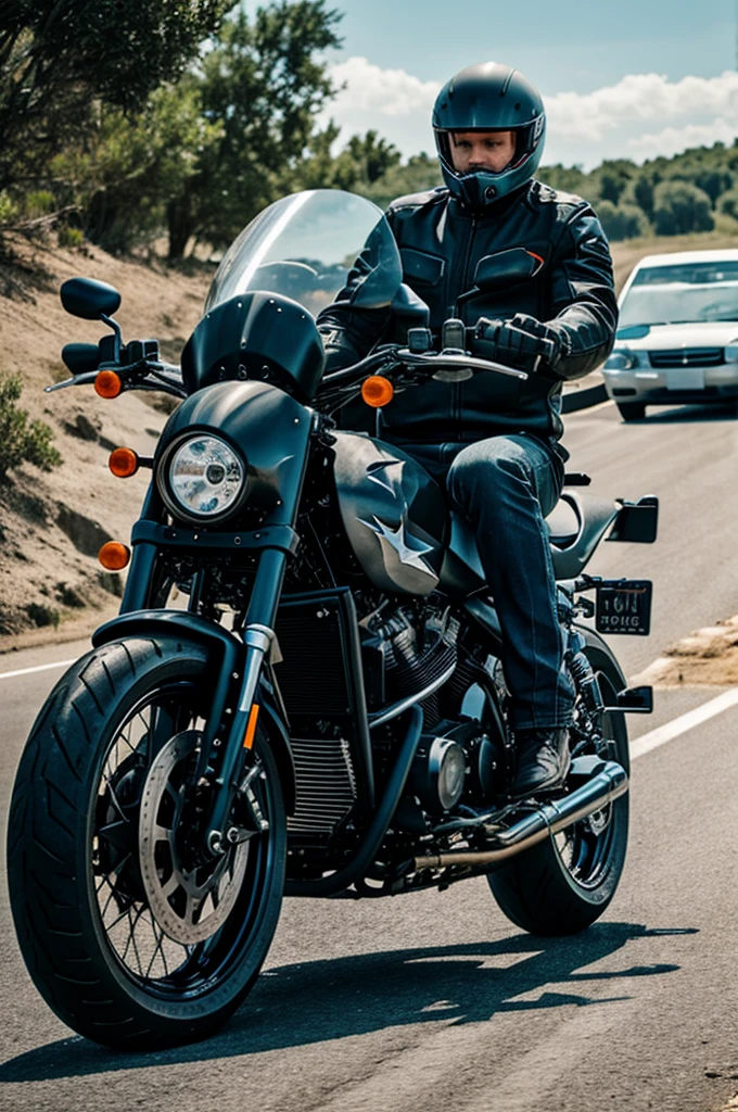 Shark on a motorcycle