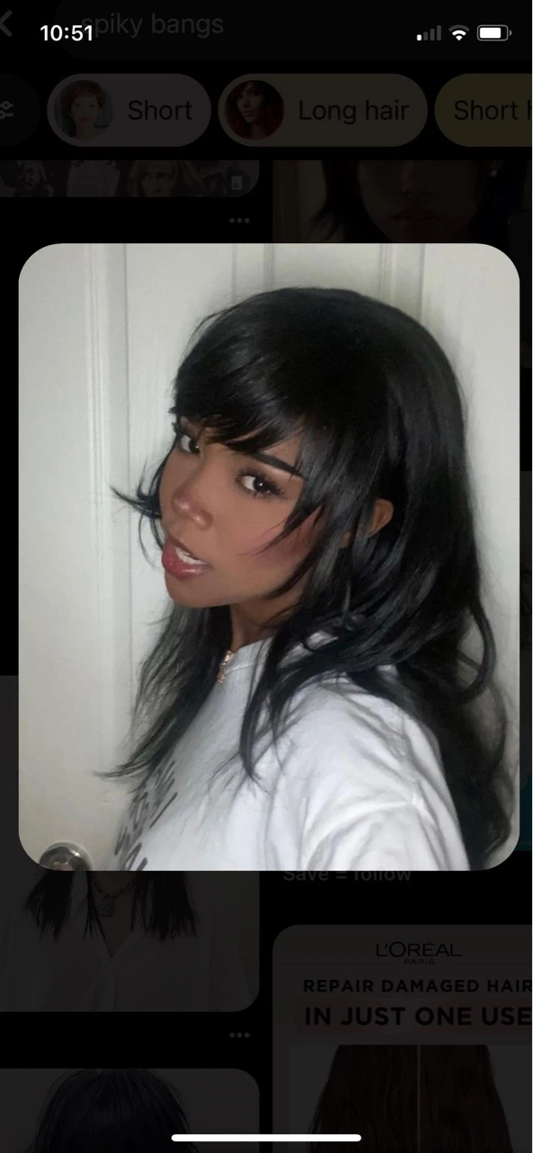 Dark skin/Maroon Hair/age Girl