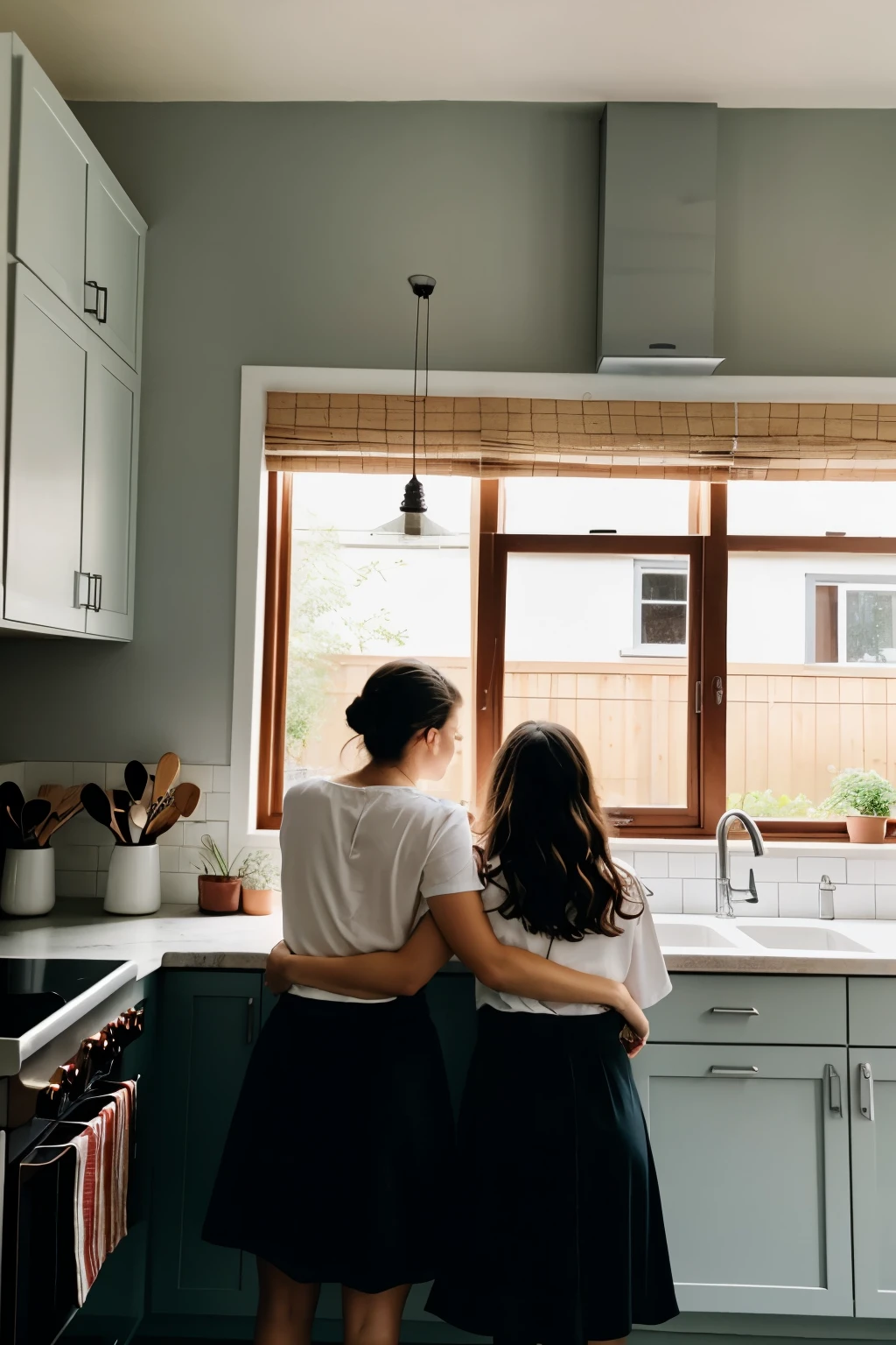 an image of two friends watching a kitchen 