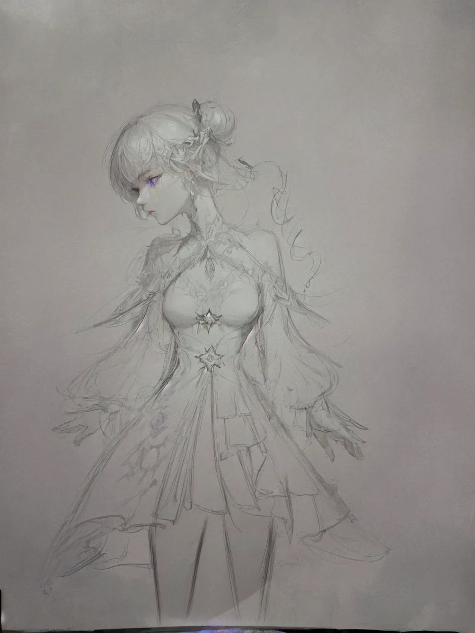 (masterpiece, best quality, ultra-detailed, best shadow), (detailed background,dark fantasy), (beautiful detailed face), high contrast, (best illumination, an extremely delicate and beautiful), ((cinematic light)), colorful, hyper detail, dramatic light, intricate details, (1girl, solo,white hair, sharp face,purple eyes, hair between eyes,dynamic angle), blood splatter, swirling black light around the character, depth of field,black light particles,(broken glass),magic circle,