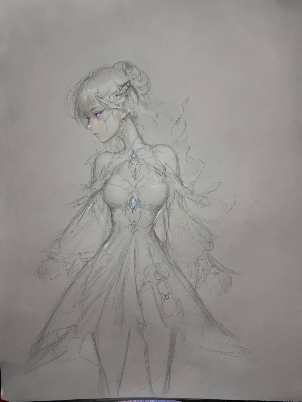 (masterpiece, best quality, ultra-detailed, best shadow), (detailed background,dark fantasy), (beautiful detailed face), high contrast, (best illumination, an extremely delicate and beautiful), ((cinematic light)), colorful, hyper detail, dramatic light, intricate details, (1girl, solo,white hair, sharp face,purple eyes, hair between eyes,dynamic angle), blood splatter, swirling black light around the character, depth of field,black light particles,(broken glass),magic circle,