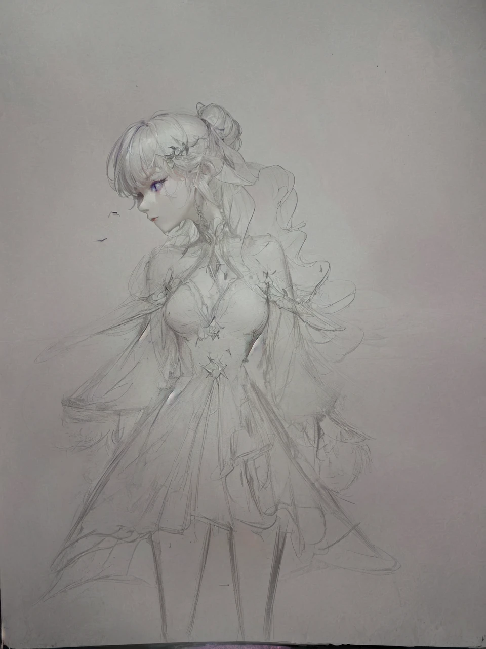 (masterpiece, best quality, ultra-detailed, best shadow), (detailed background,dark fantasy), (beautiful detailed face), high contrast, (best illumination, an extremely delicate and beautiful), ((cinematic light)), colorful, hyper detail, dramatic light, intricate details, (1girl, solo,white hair, sharp face,purple eyes, hair between eyes,dynamic angle), blood splatter, swirling black light around the character, depth of field,black light particles,(broken glass),magic circle,