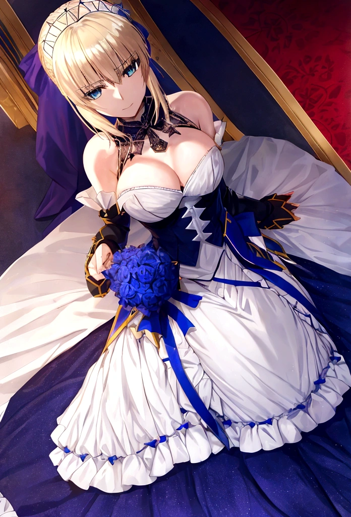Saber Artoria de Fate Stay Night, dress styloe Kurumi Tokisaki de Date a Live, dos coletas en el cabello, cabello rubio,gothic,archer class