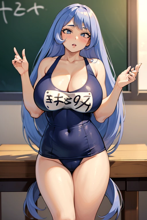 Sexy and pretty girl, Big Breasts,Nejire Hado, 1 Girl, alone, Long Hair, chest,,Captivating Gaze,, Part your lips、Well deep, School Swimsuit、Ahegao、School、Sexy figure