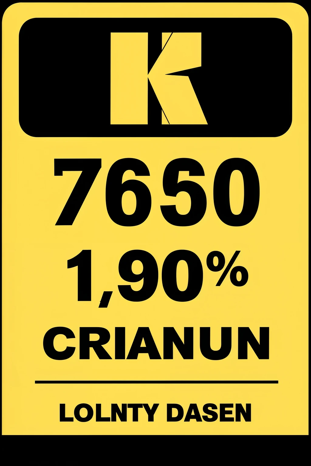 Label for a deposit: maximum capacity 85% 1700 gallons, yellow background color and black letters