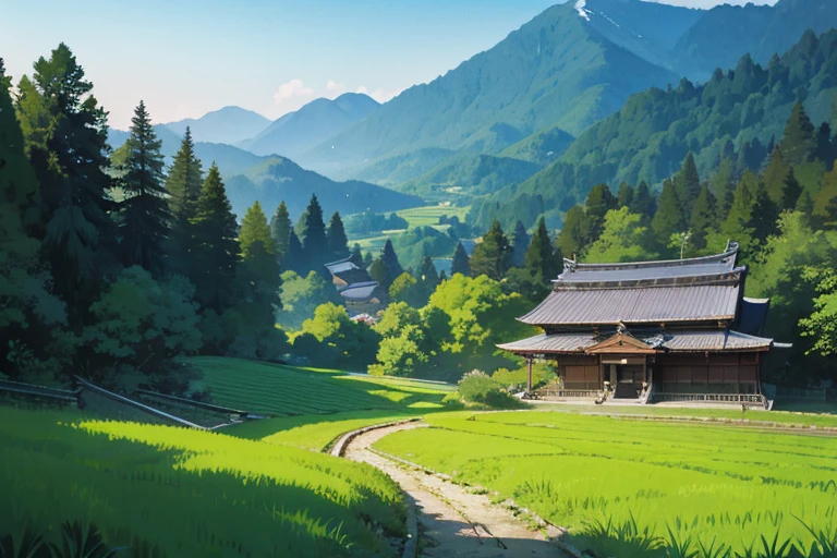 Japanese Mountain, Japanese Forest, Japanese Rice Field (0.5), House, Path, Background only