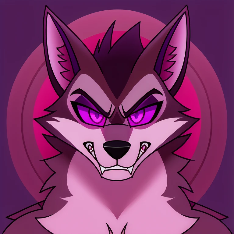 (masterpiece, best quality:1.2), Vortex hellhound, wolf, furry, helluva boss, hypnotized with completely spyral glowing purple eyes with no irises or pupils, angry growling