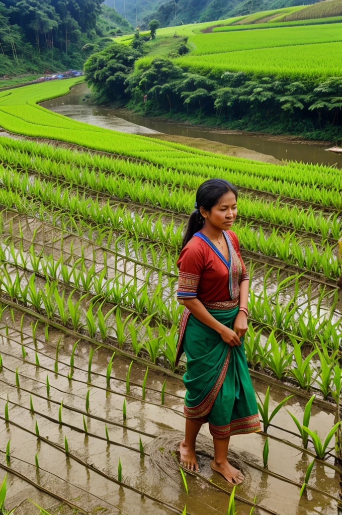 Jhuming paddy harvesting