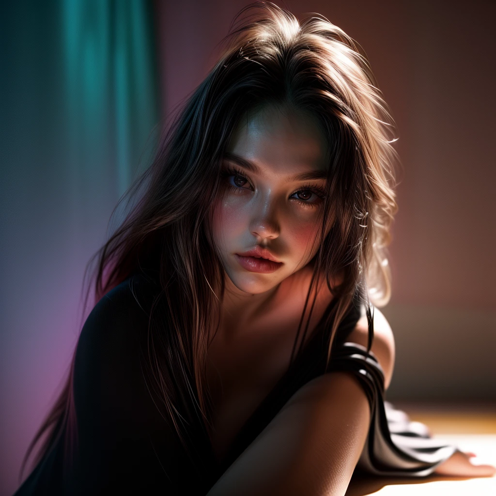 (((Ultra-realistic))) photograph, masterpiece, highest quality, (Pale skin), (very detailed face and eyes:1.3), ((full body:1.5)),Full body, girl,1 person, Adult, Deep neckline, (eye make up, mascara) , ((Big and thin lips)), ((Pink wavy hair)), ((Chorka)) , ((Natural Breasts)). ((Pause)), studio ((Lun Guoguang)), (Play of light and shadow), Depth of written boundary, Bokeh, (Pay special attention to the details of your skin: 1.2), (The light atmosphere of the frame, pastel colour), , Super detailed, ALEXIS-REN
