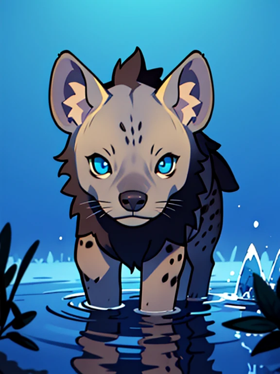 1animal,Masterpiece,high quality,(Four-legged hyena manipulating water),perfect background,beautiful,blue eye,