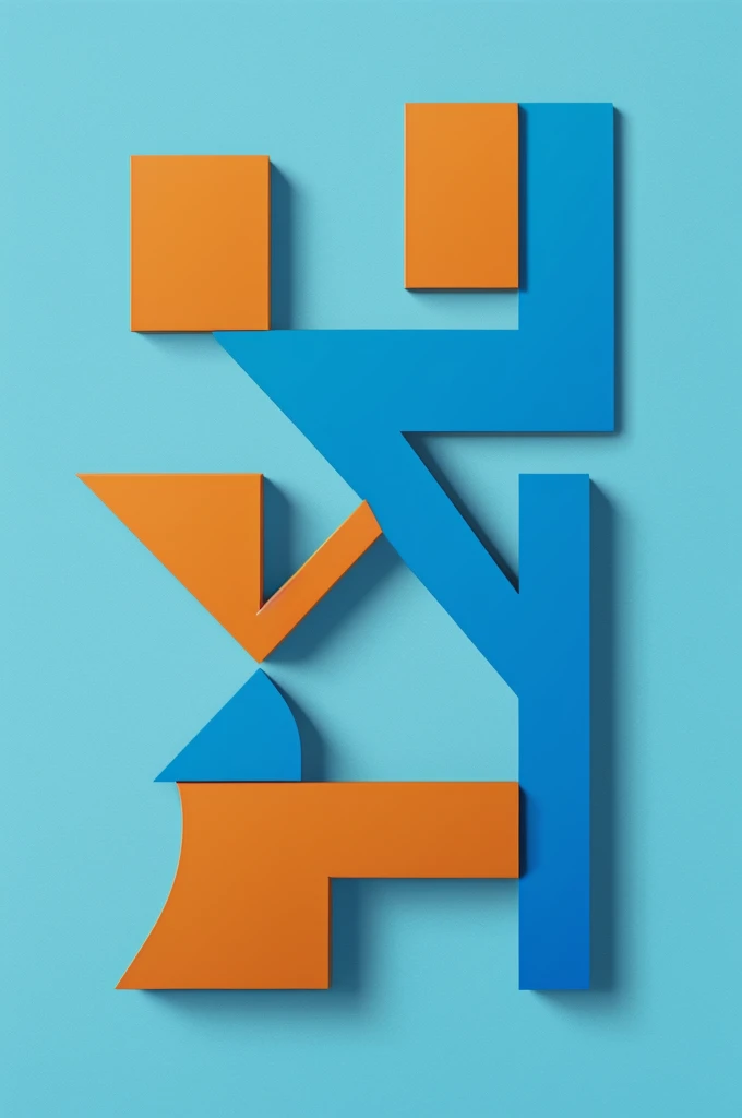 Create a letter T logo image that is modern technologically simple but recognizable and uses a blue color palette, light blue and orange